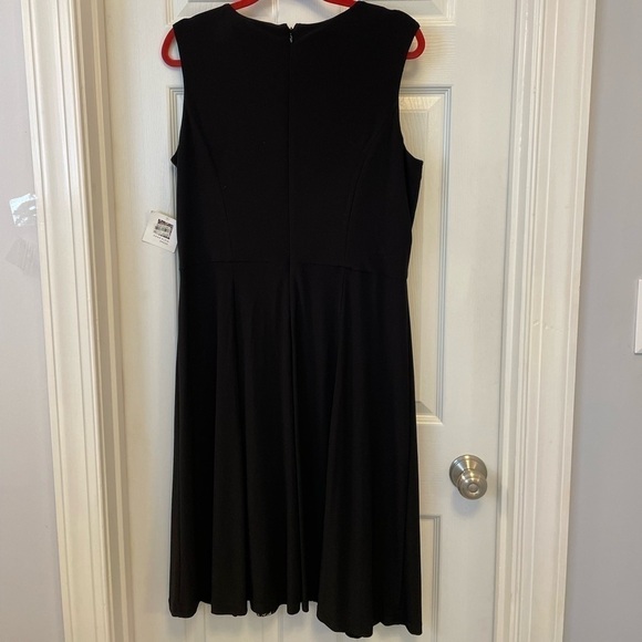 New with Tags Anne Klein Black Stretchy Sleeveless Floral Turquoise Dress Sz 14 - Picture 6 of 11